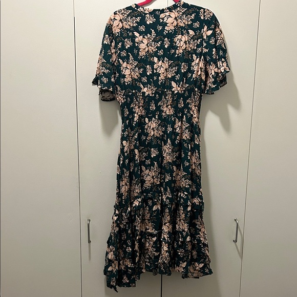 Baltic Born Dark Green and Pink Floral Midi Dress - Picture 7 of 7